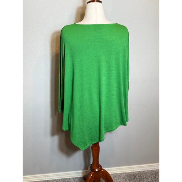 J. Jill tunic green 3/4 dolman sleeve asymmetrical hem popover loose fit Sz M - Picture 5 of 8